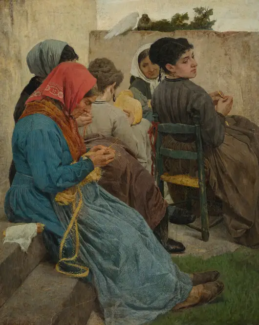 Le trecciaiole di paglia (1868) by Egisto Ferroni